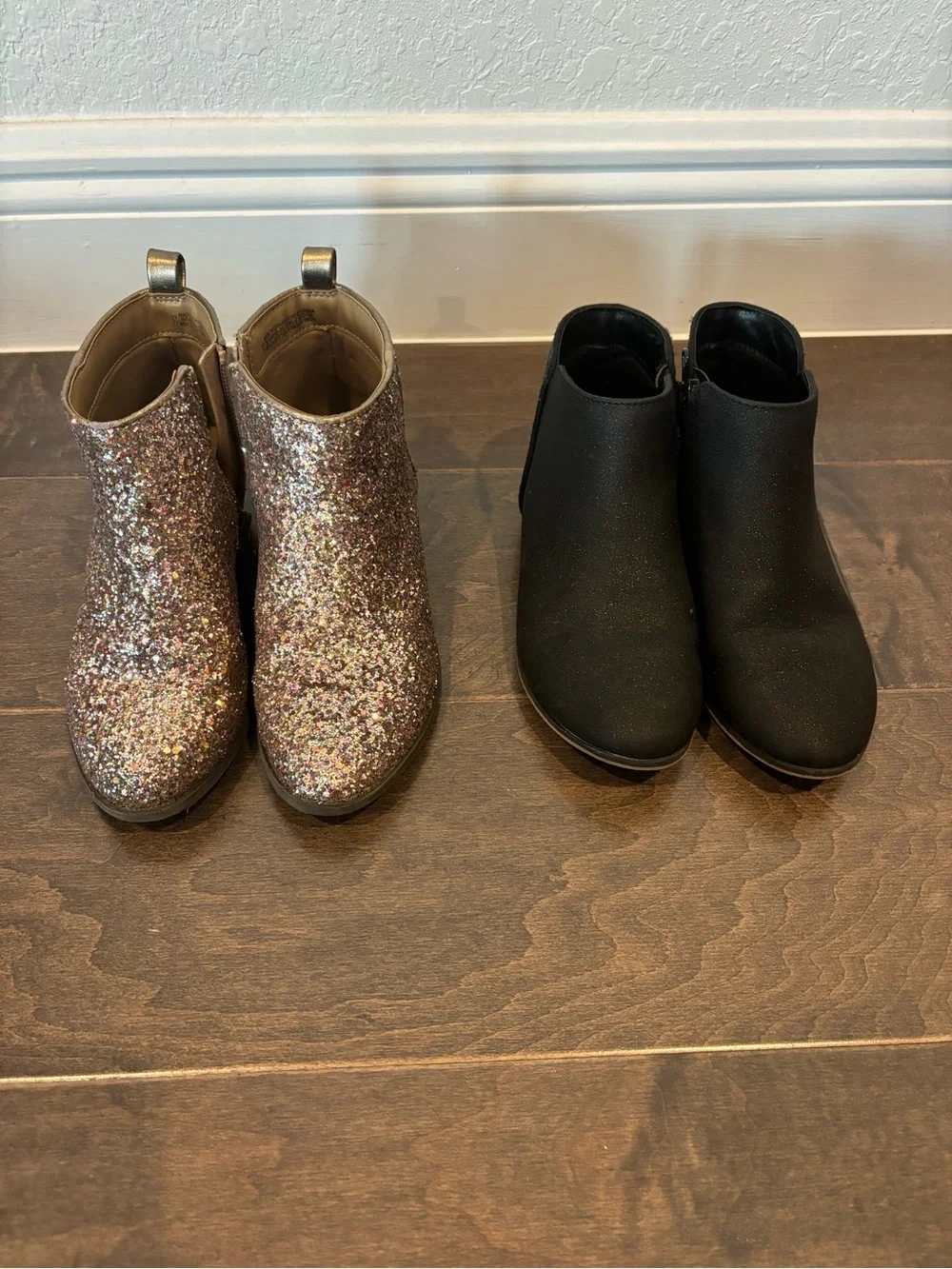 Old Navy Kids Glitter Ankle Boots - Rose and Cat and Jack Ankle Boots- Black